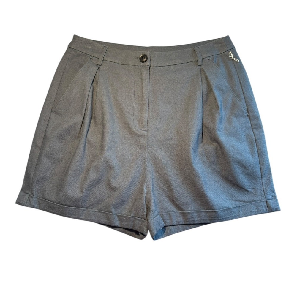 Open Edit Women's Blue Gray High Waisted‎ Pleated Tailored Shorts Size Small